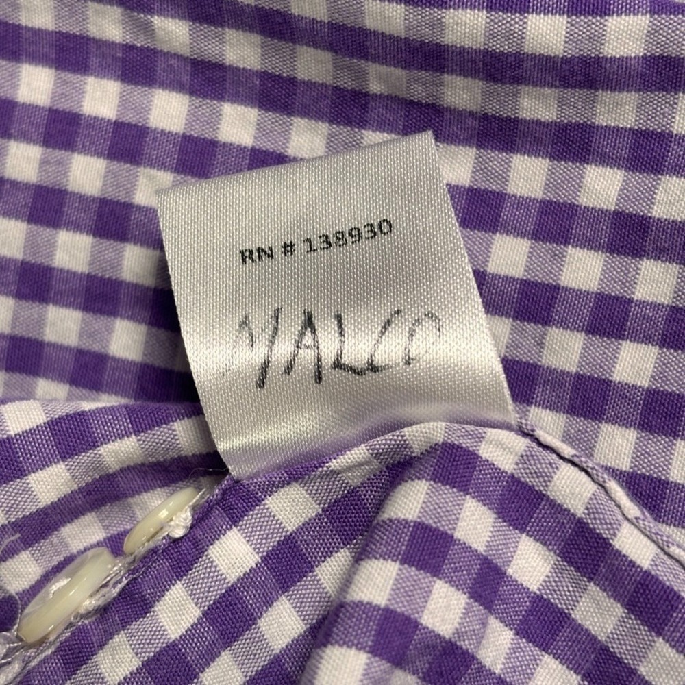 J Press Button Down Shirt Mens Medium Purple Gingham Check Cotton Long Sleeve - Picture 13 of 16